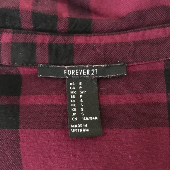 Maroon Flannel Forever 21 ~ size S - Picture 3 of 3